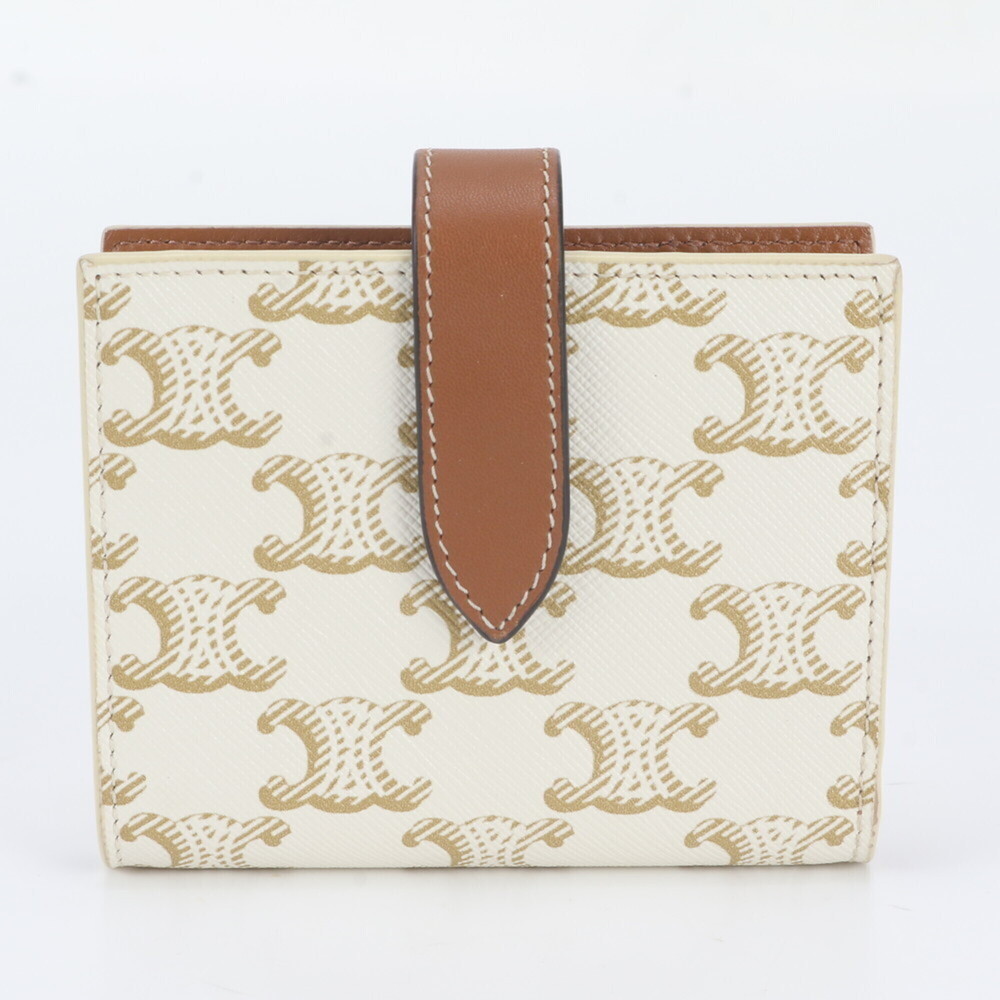 Celine Triomphe Canvas Small Strap Wallet Leather Bi-fold for Women